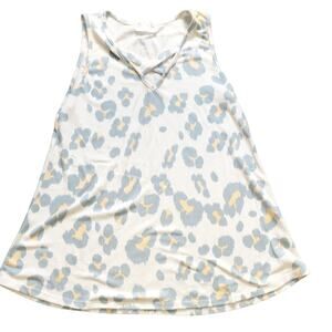 DD Designs Womens Small Blue Yellow Leopard Print V-Neck Sleeveless Tank Top